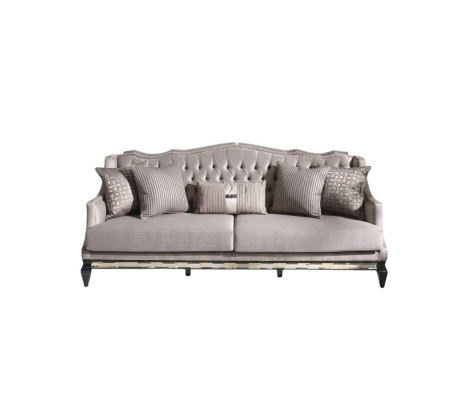 Canapé Chesterfield 3 places Canapé en tissu gris Trois places Canapé rembourré en tissu