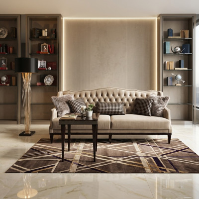 Ensemble de salon Canapé 3 places Table d'appoint Canapé Chesterfield Gris upholstered