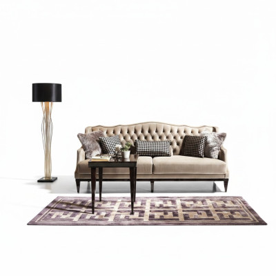 Élégant canapé Chesterfield trois places en gris - meuble rembourré intemporel pour votre maison.