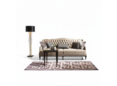 Élégant canapé Chesterfield trois places en gris - meuble rembourré intemporel pour votre maison.