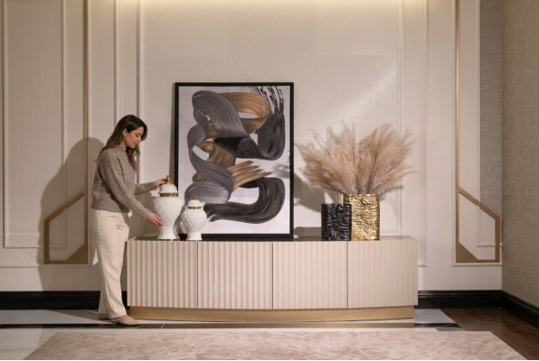Sideboard Armoire Armoire Armoire en bois Bois Beige Salon