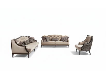 Ensemble de canapés quatre places canapé trois places fauteuil canapé en tissu gris sofa rembourré