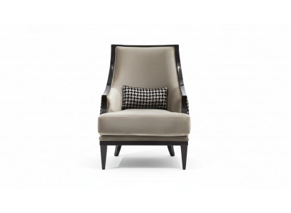 Fauteuil à oreilles fauteuil individuel en tissu gris classique au salon.