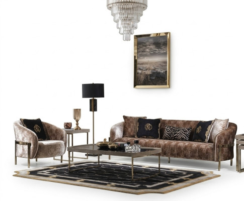 Ensemble canapé trois places fauteuil beige canapé tissu canapé rembourré table basse