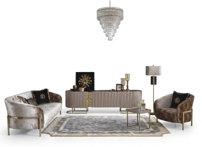 Ensemble de canapé trois places fauteuil beige canapé en tissu meuble TV table d'appoint 4 pièces
