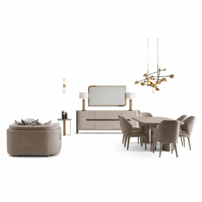 Suite de salle à manger Ensemble de dînette Table à manger Chaises Ensemble de 9 pièces Beige Ensemble de salle à manger