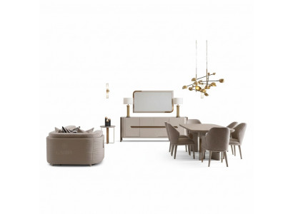 Suite de salle à manger Ensemble de dînette Table à manger Chaises Ensemble de 9 pièces Beige Ensemble de salle à manger