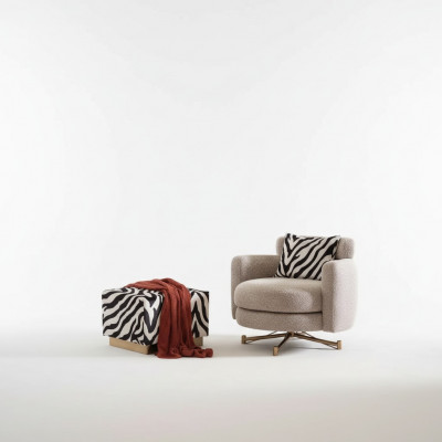 Fauteuil avec tabouret Fauteuil à oreilles Fauteuil TV Fauteuil rembourré Gris Zerba