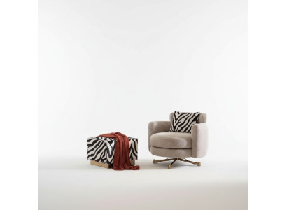 Fauteuil avec tabouret Fauteuil à oreilles Fauteuil TV Fauteuil rembourré Gris Zerba