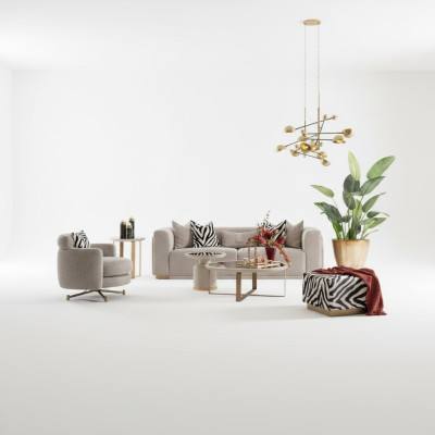 Ensemble de canapés quatre places fauteuil en tissu canapé rembourré canapé gris ensemble 3 pièces.