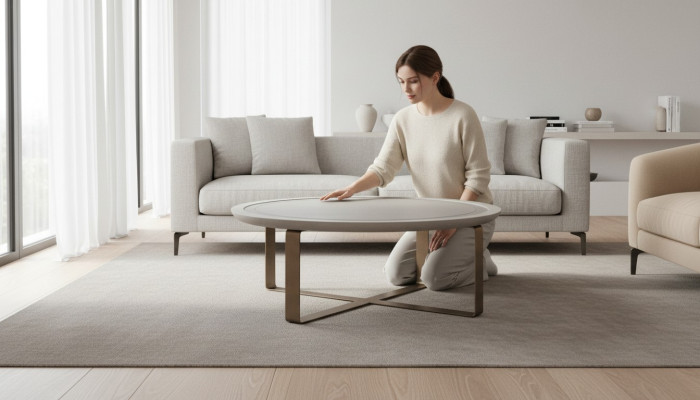 Table basse Table d'appoint moderne Table basse Table de canapé beige en métal
