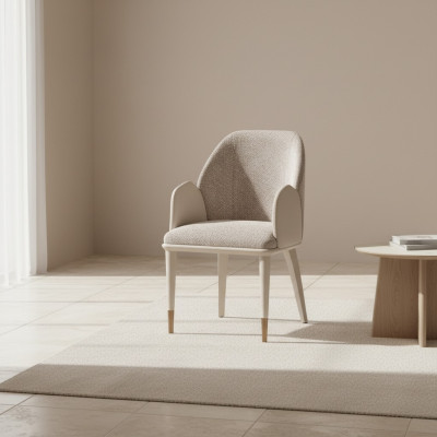 Chaise de cuisine Chaise de salle à manger Chaise avec accoudoirs Revêtement gris Moderne