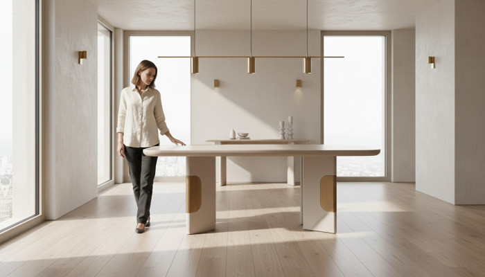 Table de salle à manger moderne Table de salle à manger Table de salle à manger en bois Coin repas Beige Design de salle à manger