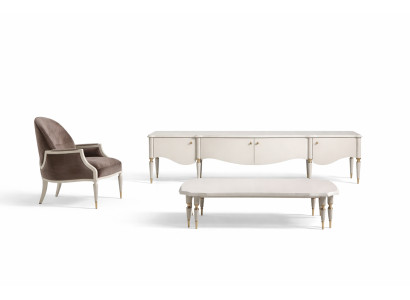 Fauteuil de salon en tissu Table basse Meuble TV bas 3pcs Bois beige