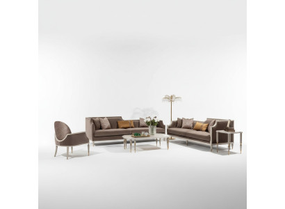 Ensemble de canapé quatre places, table basse à quatre sièges, canapé en tissu fauteuil marron en quatre pièces