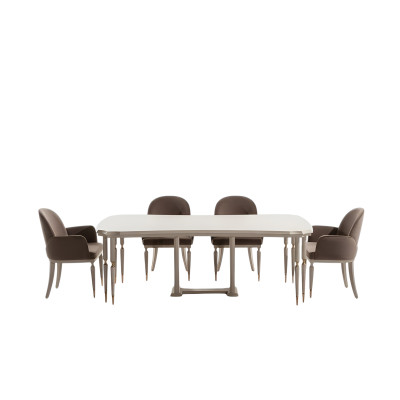 Ensemble repas dînette Table à manger Chaises Ensemble 7 pièces Salle à manger Beige Design en bois
