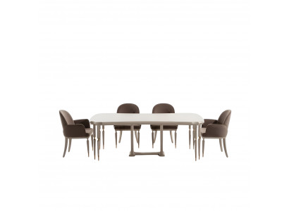 Ensemble repas dînette Table à manger Chaises Ensemble 7 pièces Salle à manger Beige Design en bois
