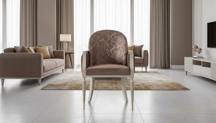 Fauteuil fauteuil design fauteuil cocktail fauteuil 2 places Tissu beige Rembourrage