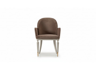 Chaise de salle à manger Chaise de cuisine Fauteuil avec accoudoirs Revêtement en tissu marron Moderne