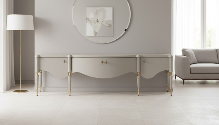 Meuble TV Sideboard Lowboard Beige Bois Table de salon Armoire