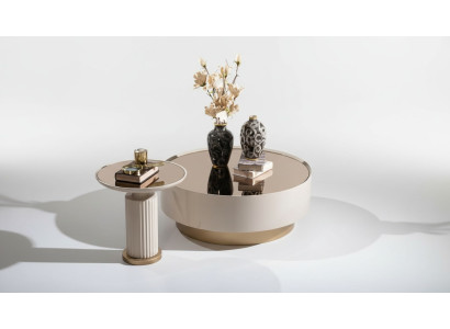 Complète table basse Table d'appoint Table basse Canapé beige de luxe