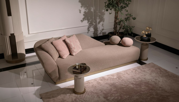 Chaise longue Groupe Canapé Tables d'appoint Tissu d'ameublement Moderne Ensemble de 3 pièces