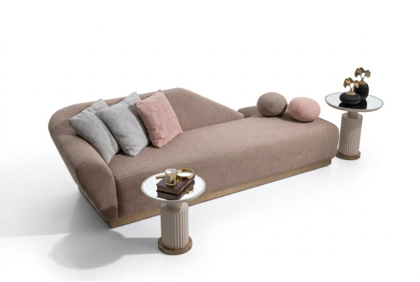 Chaise longue Groupe Canapé Tables d'appoint Tissu d'ameublement Moderne Ensemble de 3 pièces