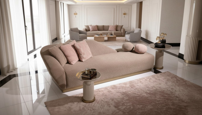 Chaise longue - chaise longue canapé beige moderne en tissu d'ameublement