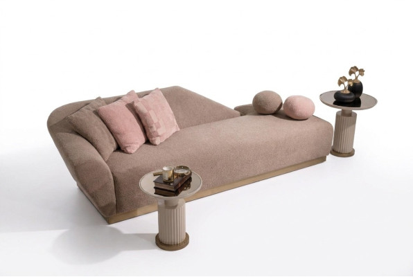 Chaise longue - chaise longue canapé beige moderne en tissu d'ameublement