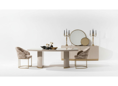 Ensemble de salle à manger Set de salle à manger Table à manger Chaises Ensemble 9 pièces Salle à manger Beige Bois Luxe