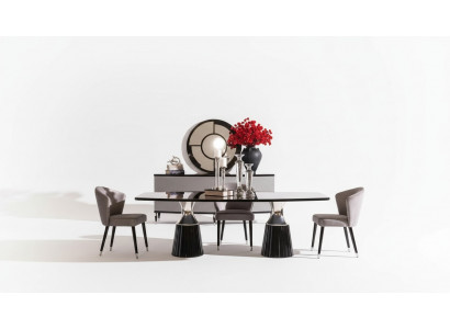 Set de salle à manger de luxe Table de salle à manger Chaises Noires 9 pièces Salle à manger Bois