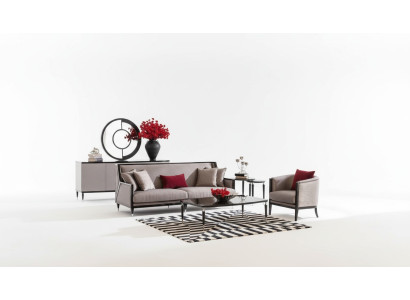 Ensemble de canapé trois places fauteuil tables basses ensemble 5 pièces canapé en tissu gris