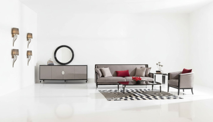 Ensemble de canapé complet avec un canapé trois places, un fauteuil, une table basse ensemble 3 pièces gris.