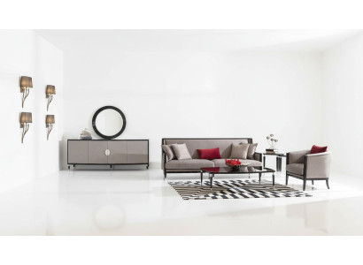 Ensemble de canapé complet avec un canapé trois places, un fauteuil, une table basse ensemble 3 pièces gris.