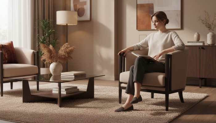 Fauteuil à oreilles en tissu gris, siège fauteuil cocktail, fauteuil de relaxation design