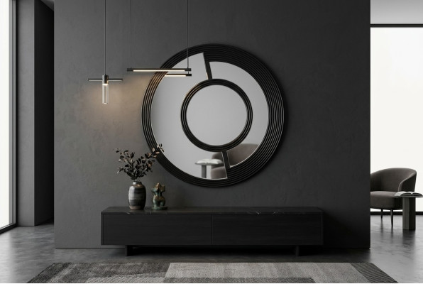 Miroir mural Miroir rond Décoratif Design moderne Salon Noir