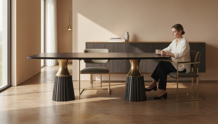 Table de salle à manger Table à manger Table Table en bois noir Salle à manger Design