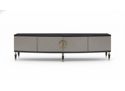 Buffet télé Meuble TV Bas TV Stand Armoire Bois Gris Salon