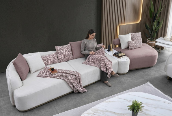 Tissu de paysage vivant Canapé rose Grand canapé Canapé rembourré Canapés modernes