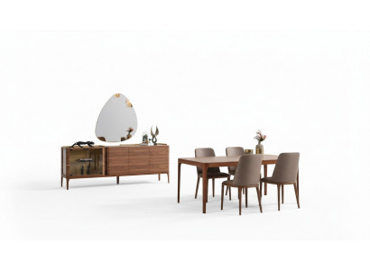 Ensemble de salle à manger complet Coin repas Table de salle à manger Chaises en bois, brun 9 pièces