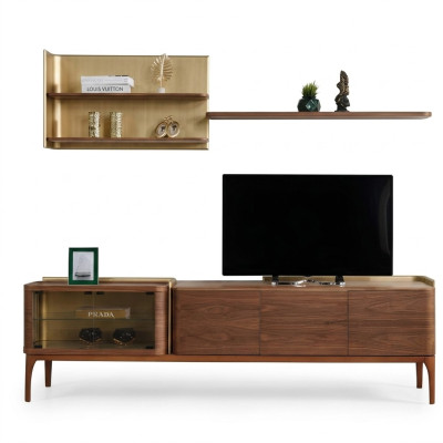 Buffet Étagères Meuble TV Basse Buffet TV Armoire en Bois Marron Ensemble
