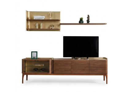Buffet Étagères Meuble TV Basse Buffet TV Armoire en Bois Marron Ensemble