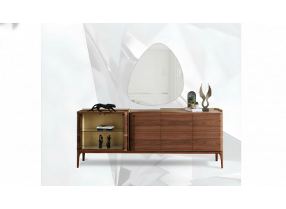 Sideboard avec miroir Armoire Sideboard Armoire en bois Marron Commode Design