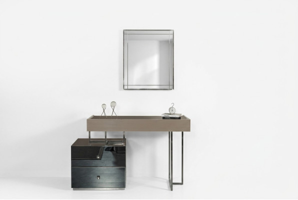 Console avec miroir Coiffeuse Coiffeuse Moderne en bois gris