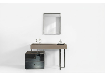 Console avec miroir Coiffeuse Coiffeuse Moderne en bois gris