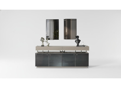 Buffet avec miroir Ensemble de buffet Armoire moderne Commode Gris