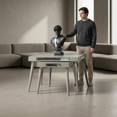 Groupe de tables d'appoint 2 pièces Table basse et tables de canapé Argent Salon