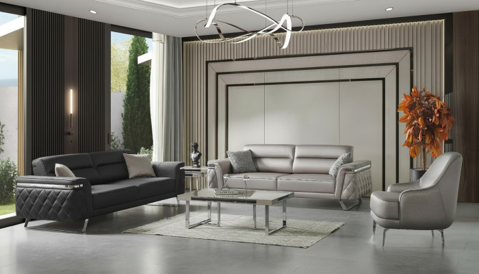 Luxueux ensemble de canapés trois places Fauteuil canapé en tissu gris Canapés rembourrés