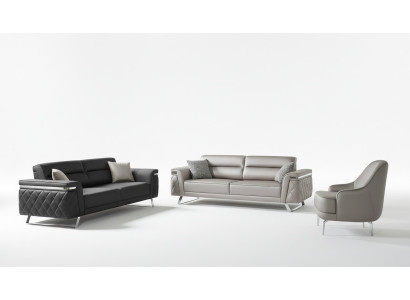 Luxueux ensemble de canapés trois places Fauteuil canapé en tissu gris Canapés rembourrés