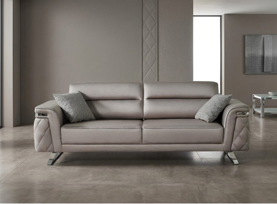 Canapé trois places Canapé 3 places Rembourré Gris Design de canapé en tissu moderne